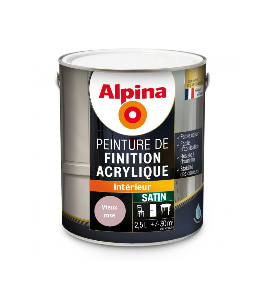 Peinture acrylique satin ALPINA 2,5L vieux rose