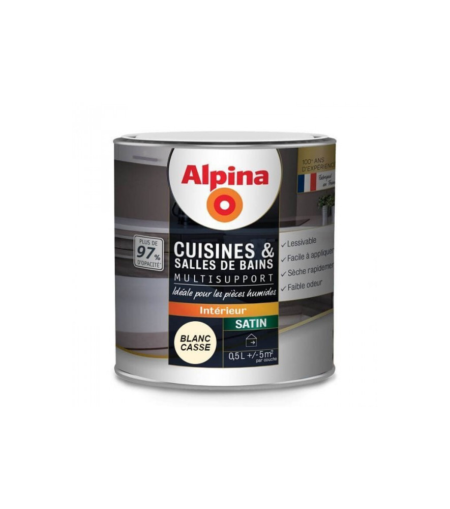 Peinture Cuisines & Bains satin ALPINA 0,5L blanc cassé