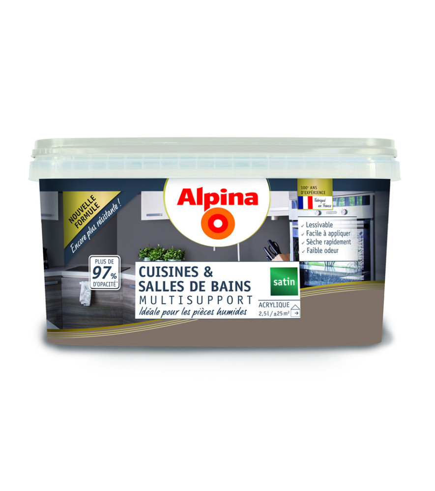 Peinture Cuisine & Bains satin ALPINA 2,5L taupe