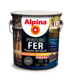 Peinture fer anti-rouille brillante ALPINA 2,5L carbone