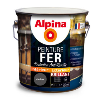 Peinture fer anti-rouille brillante ALPINA 2,5L carbone