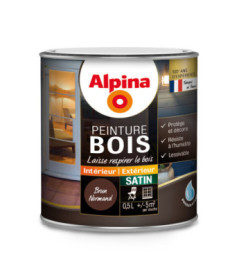 Peinture bois microporeuse satin ALPINA 0,5L brun normand