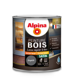 Peinture bois microporeuse satin ALPINA 0,5L graphite