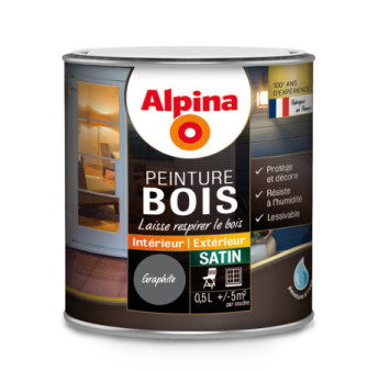 Peinture bois microporeuse satin ALPINA 0,5L graphite