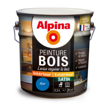 Peinture bois microporeuse satin ALPINA 2,5L azur