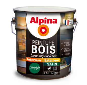 Peinture bois microporeuse satin ALPINA 2,5L chlorophylle