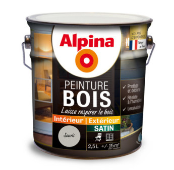 Peinture bois microporeuse satin ALPINA 2,5L souris