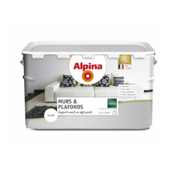 Peinture ALPINA murs & plafonds satin blanc 2,5L