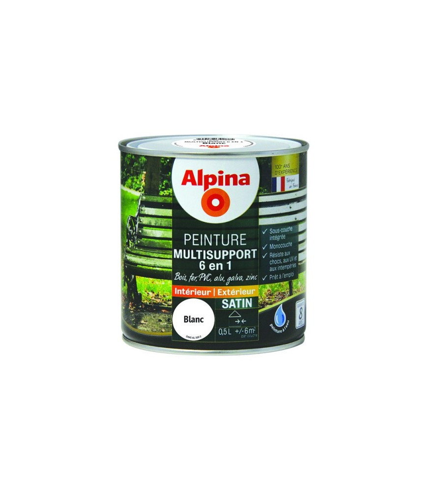 Peinture multisupport 6en1 satin ALPINA 0,5L blanc