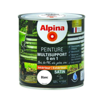 Peinture multisupport 6en1 satin ALPINA 0,5L blanc