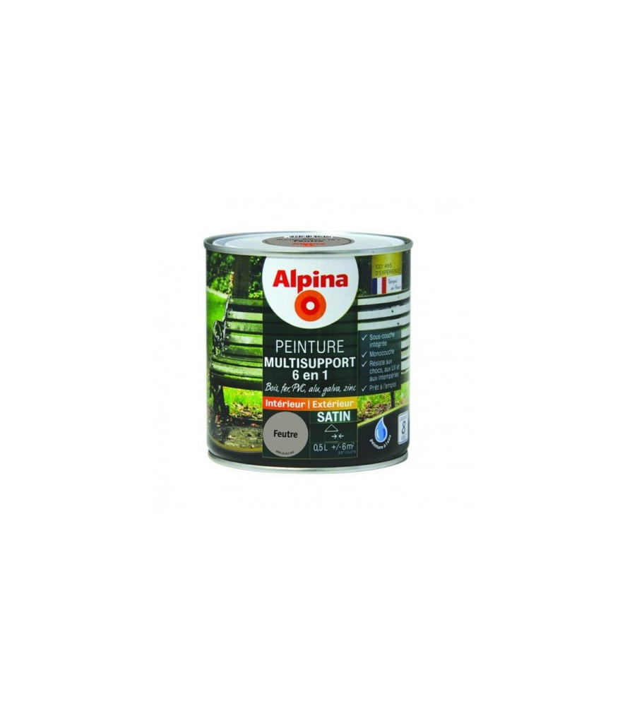 Peinture multisupport 6en1 satin ALPINA 0,5L feutre