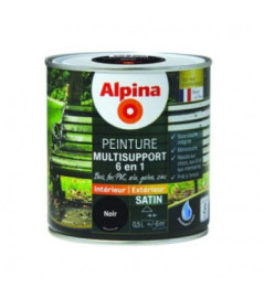 Peinture multisupport 6en1 satin ALPINA 0,5L noir