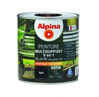 Peinture multisupport 6en1 satin ALPINA 0,5L noir