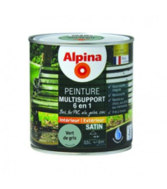 Peinture multisupport 6en1 satin ALPINA 0,5L vert de gris