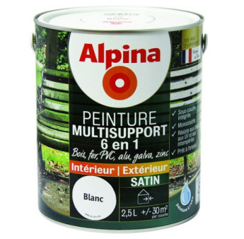 Peinture multisupport 6en1 satin ALPINA 2,5L blanc