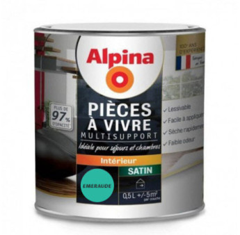 Peinture pièces à vivre satin ALPINA 0,5L émeraude