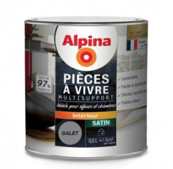 Peinture pièces à vivre satin ALPINA 0,5L galet