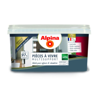 Peinture pièces à vivre satin ALPINA 2,5L bleu acier