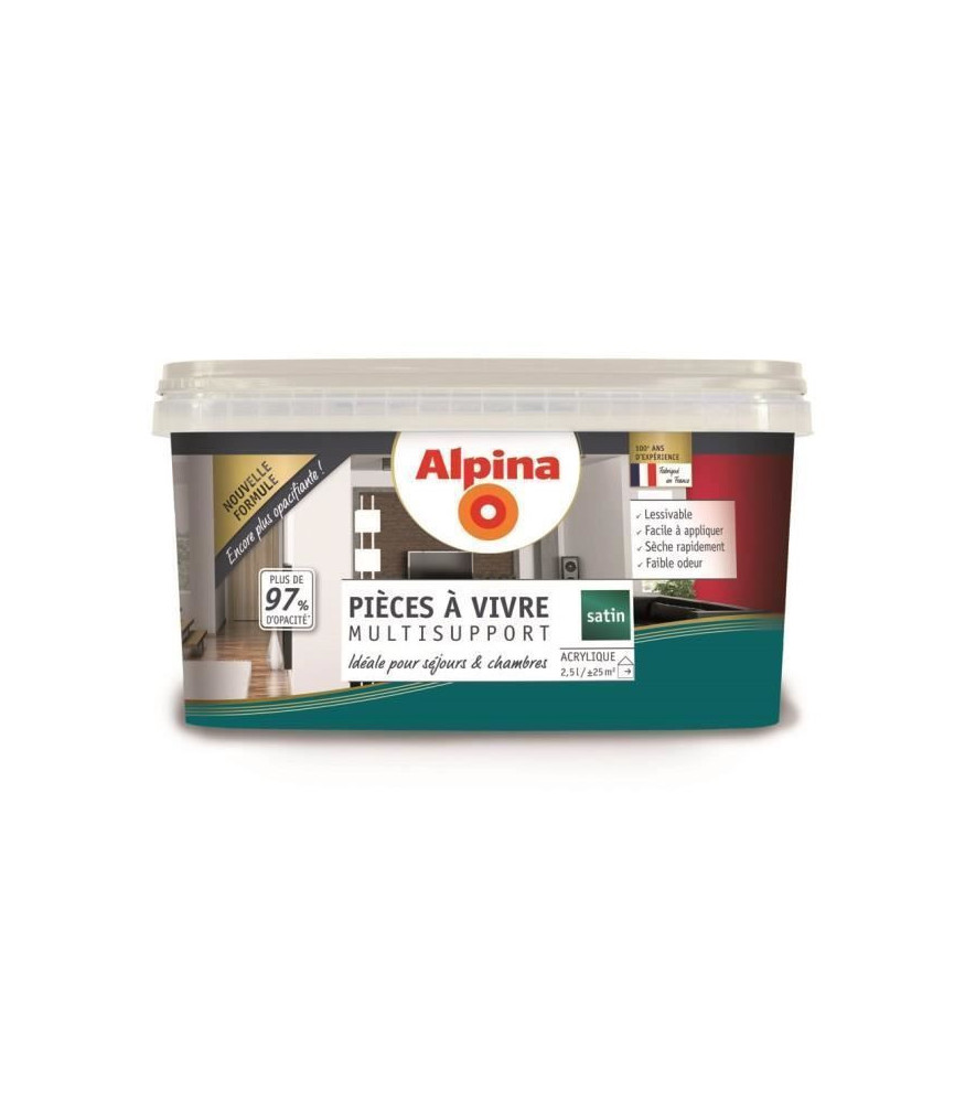 Peinture pièces à vivre satin ALPINA 2,5L émeraude