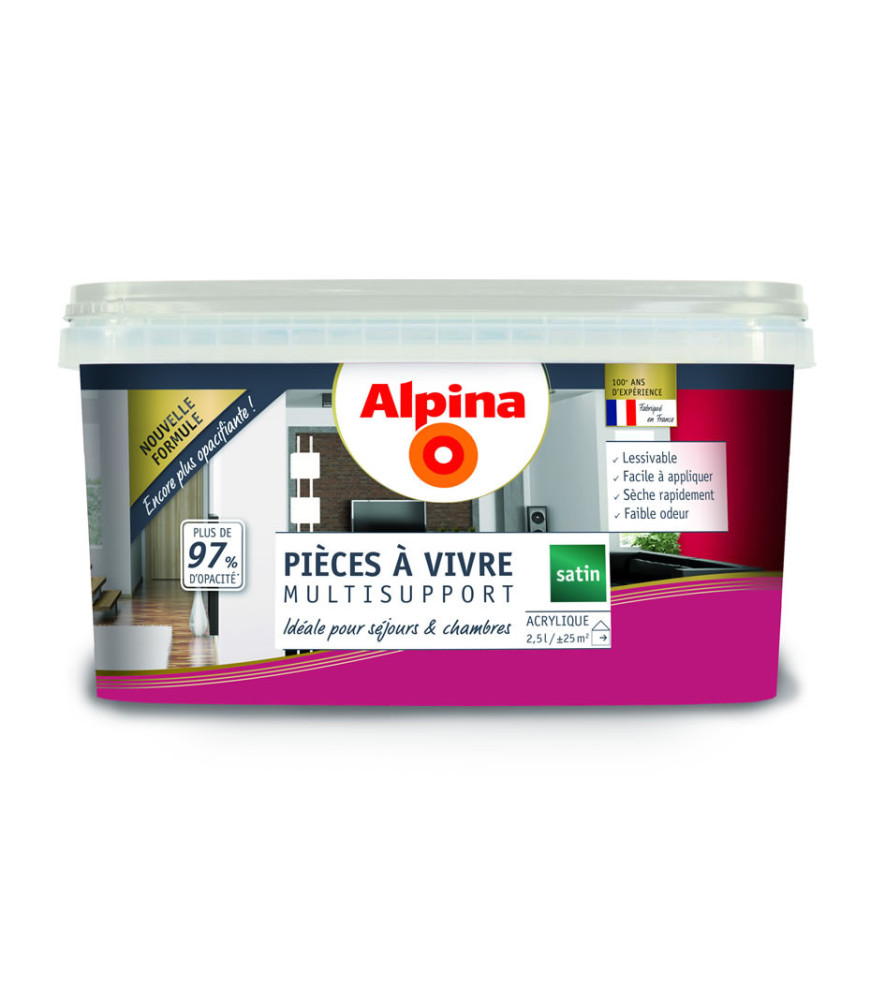 Peinture pièces à vivre satin ALPINA 2,5L framboise