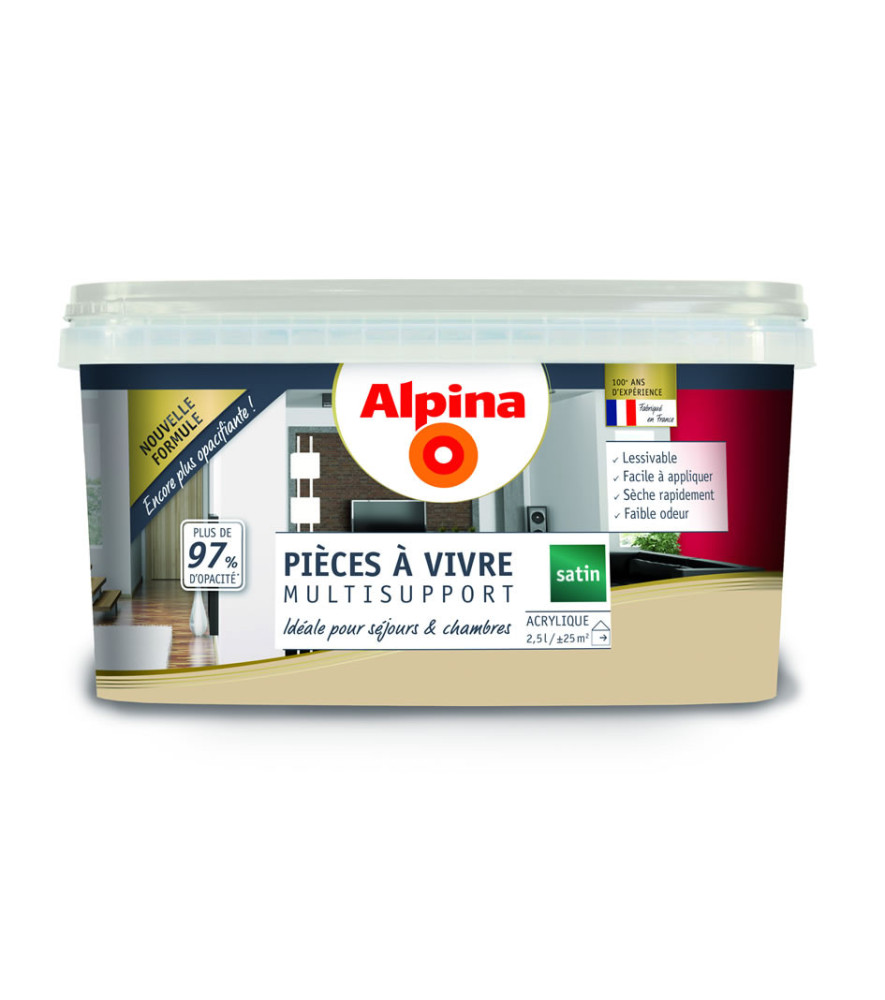 Peinture pièces à vivre satin ALPINA 2,5L lin