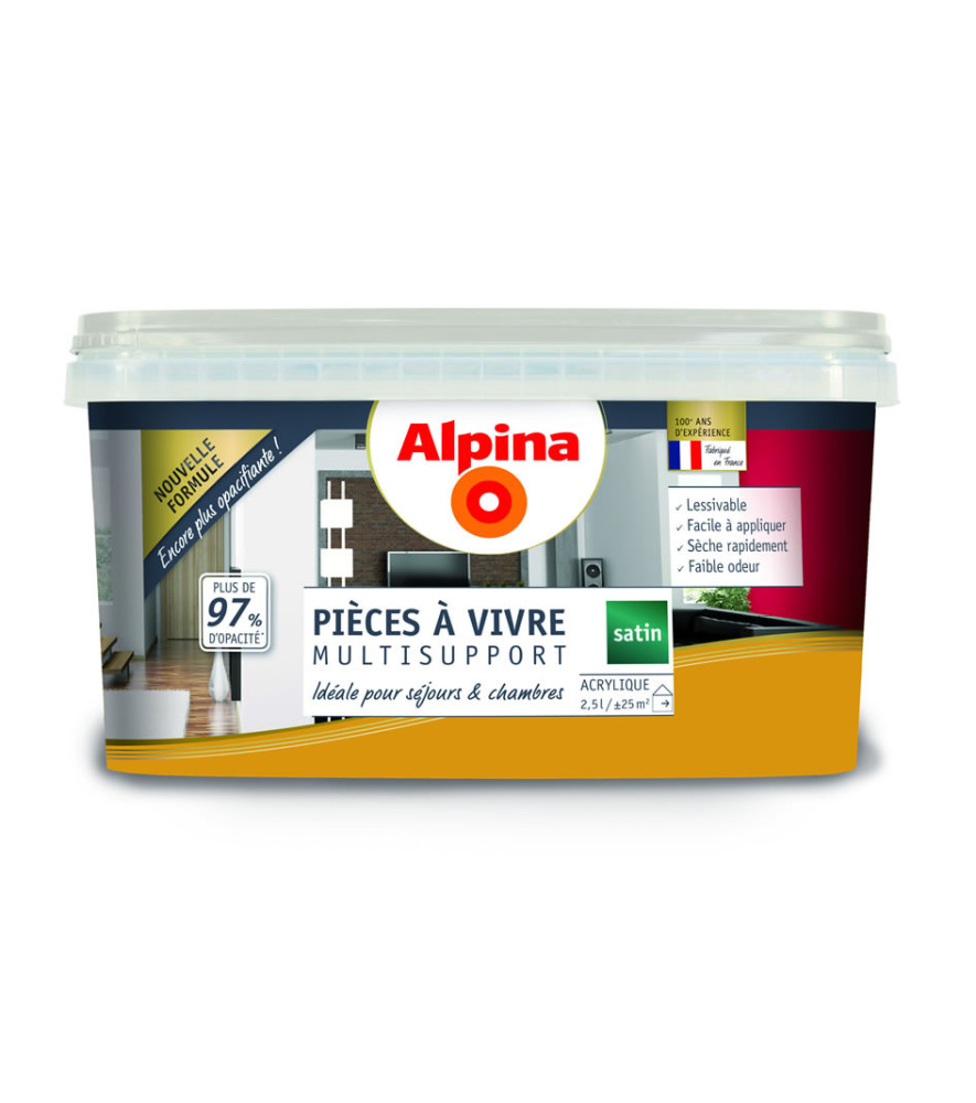 Peinture pièces à vivre satin ALPINA 2,5L moutarde