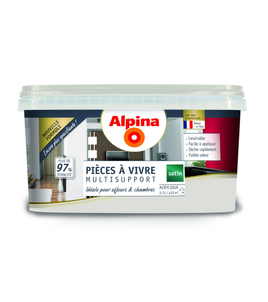 Peinture pièces à vivre satin ALPINA 2,5L nuage