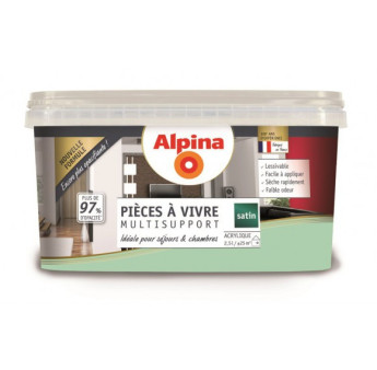 Peinture pièces à vivre satin ALPINA 2,5L vert d'eau