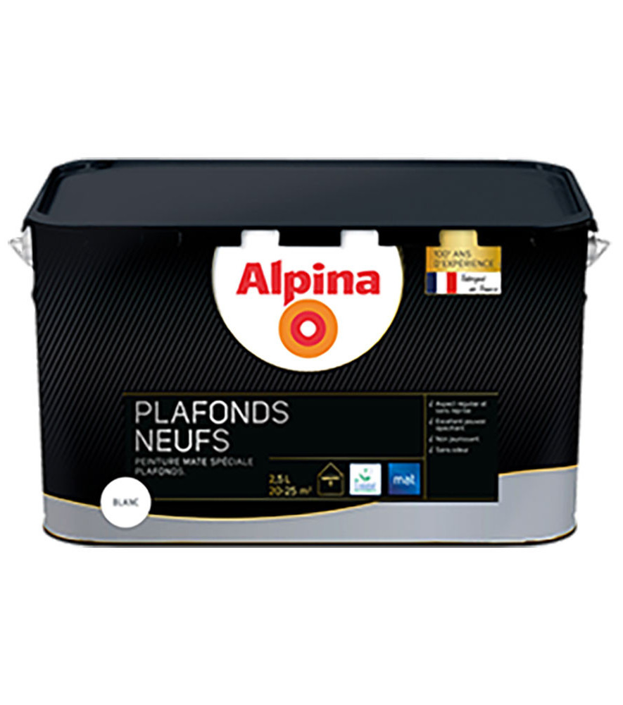 Peinture ALPINA premium plafonds neufs mat blanc 2,5L