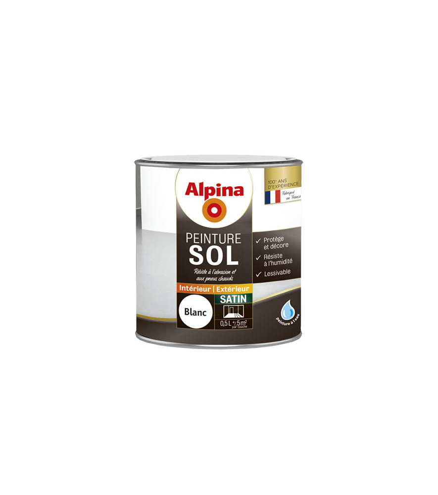 Peinture sol intérieur satin ALPINA  0,5L blanc