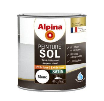 Peinture sol intérieur satin ALPINA  0,5L blanc