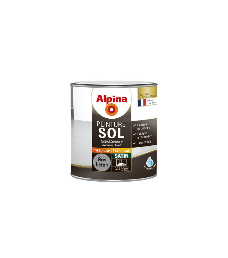 Peinture sol intérieur satin ALPINA 0,5L gris béton