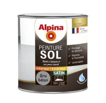 Peinture sol intérieur satin ALPINA 0,5L gris béton