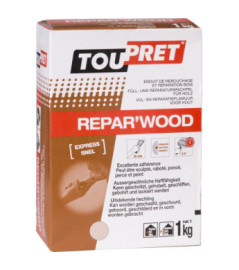 Enduit de réparation bois intérieur et extérieur TOUPRET Repar'Wood 1kg