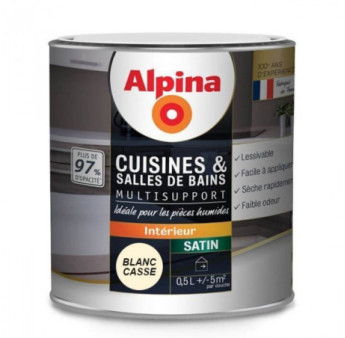 Peinture Cuisines & Bains satin ALPINA 0,5L blanc cassé