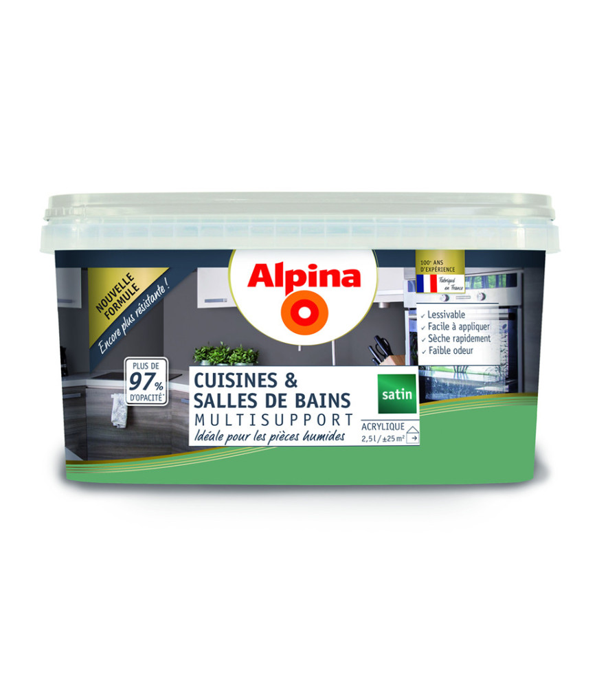 Peinture Cuisine & Bains satin ALPINA 2,5L eucalyptus