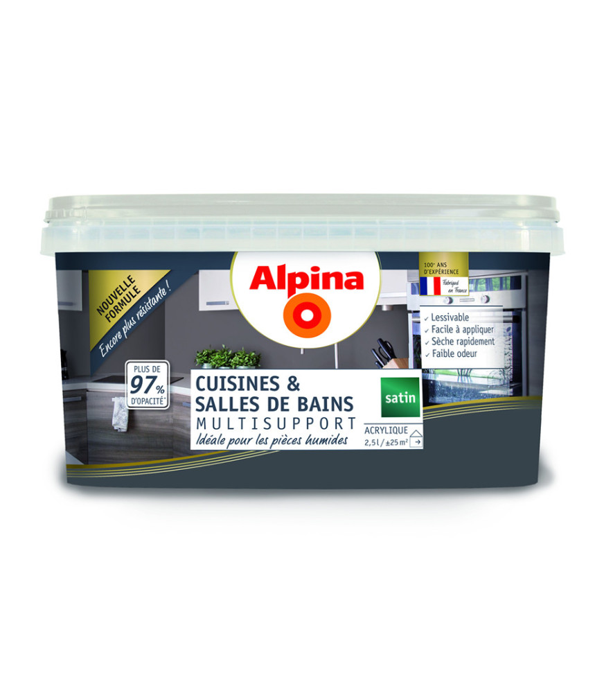 Peinture Cuisine & Bains satin ALPINA 2,5L granit