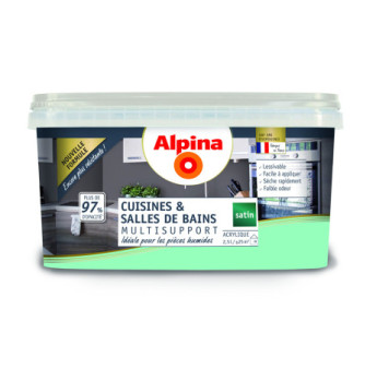 Peinture Cuisine & Bains satin ALPINA 2,5L menthe glaciale