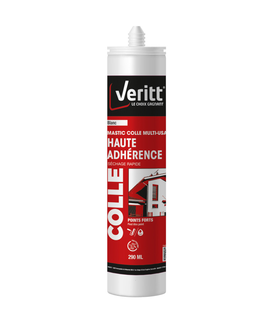 Mastic colle haute adhérence VERITT multi-usage blanc 290ml