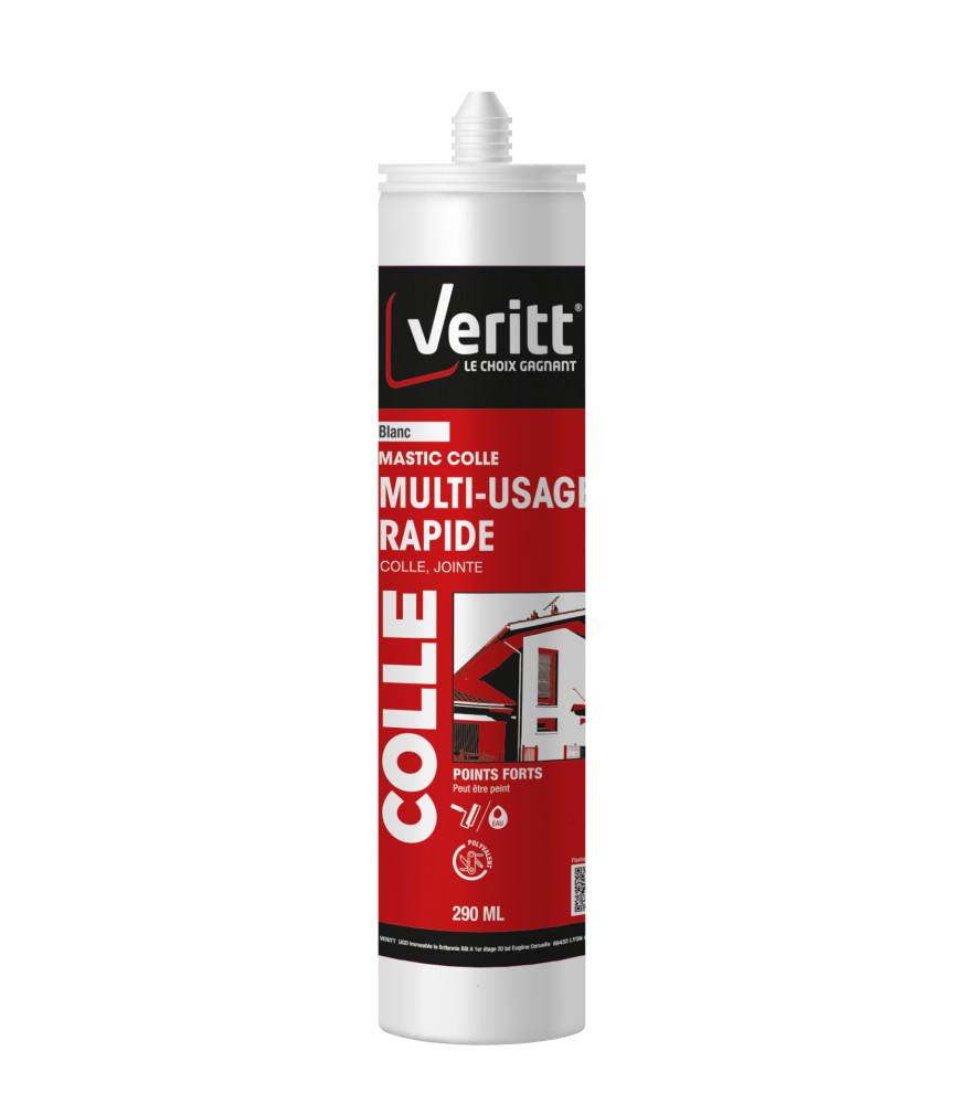 Mastic colle rapide VERITT multi-usage blanc 290ml