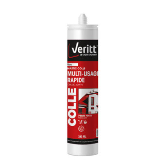 Mastic colle rapide VERITT multi-usage blanc 290ml