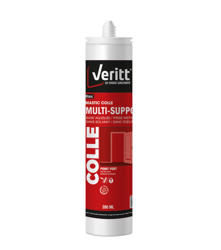 Mastic colle de fixation multi-support VERITT 280ml blanc