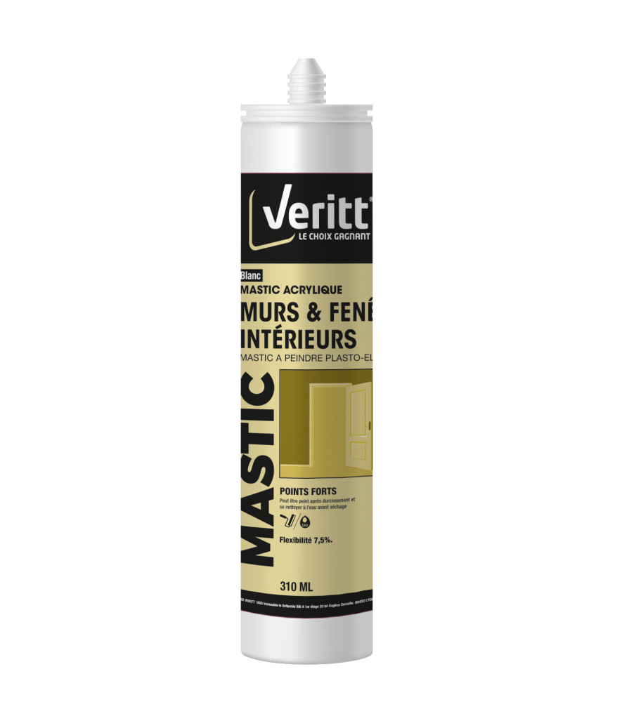 Mastic acrylique à peindre VERITT plasto-élastique blanc 310ml