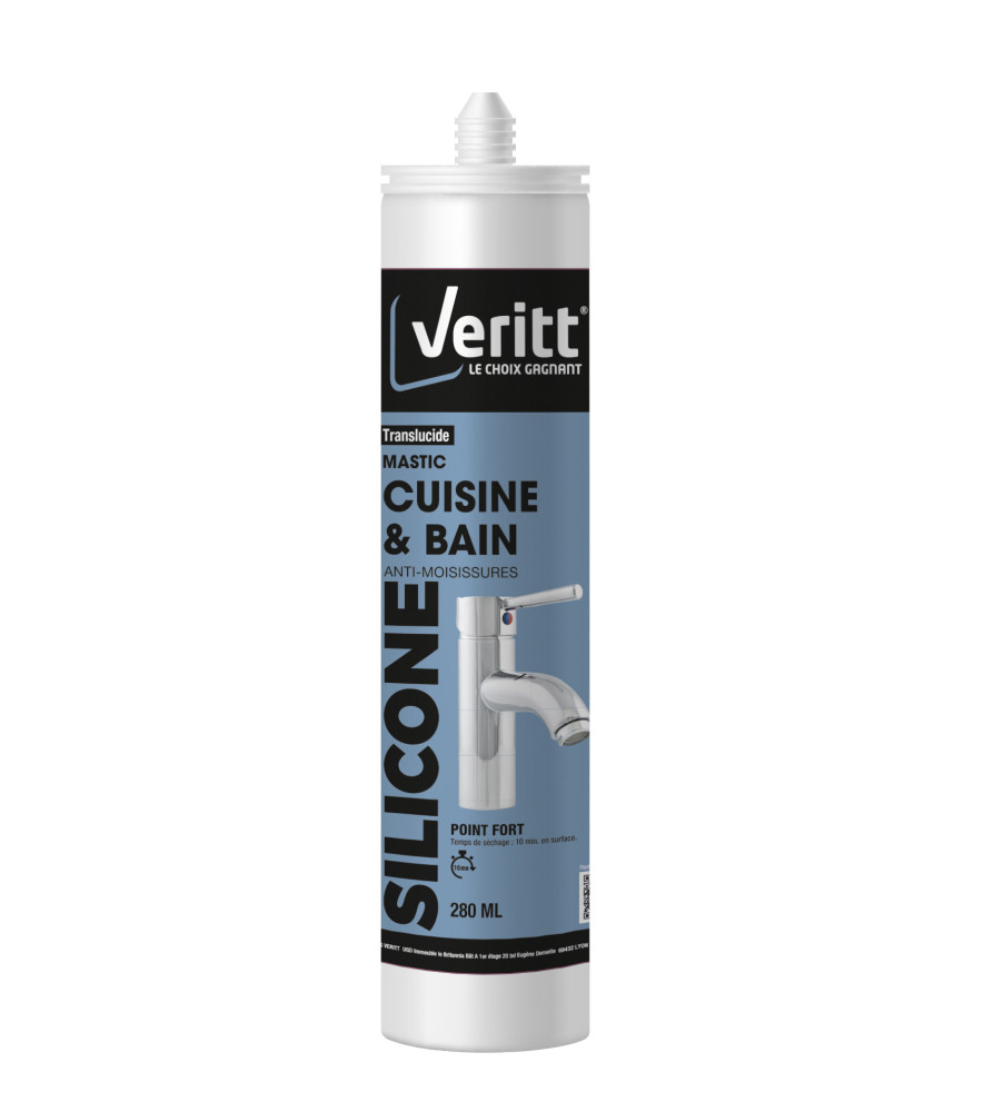 Mastic silicone cuisine & bain VERITT translucide 280ml