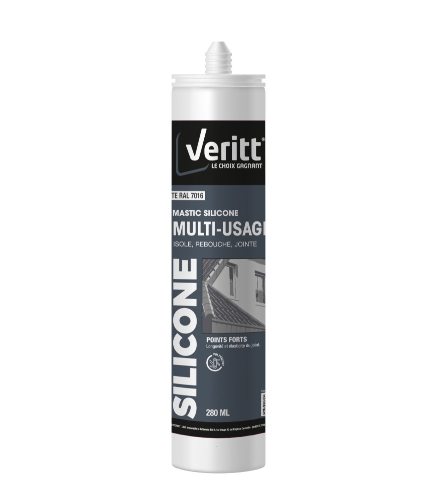 Mastic multi-usage VERITT silicone gris anthracite ral 7016 280ml