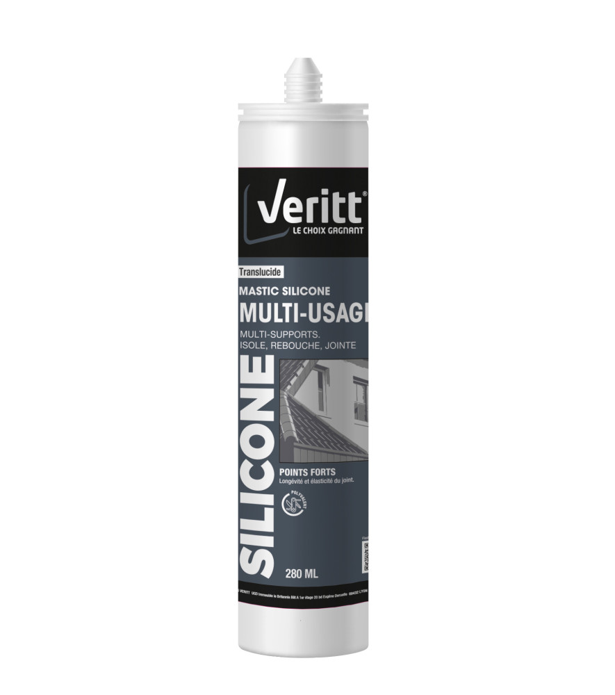 Mastic multi-usage VERITT silicone translucide incolore 280ml