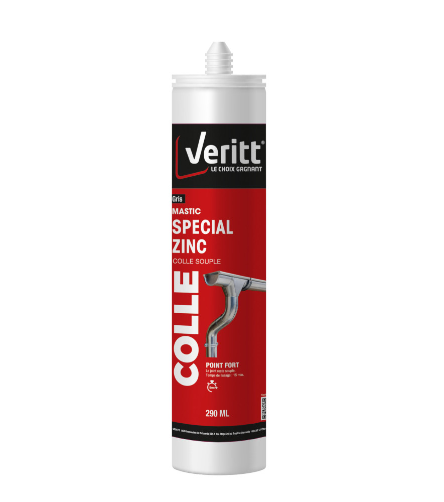 Mastic colle spécial Zinc VERITT gris 290ml