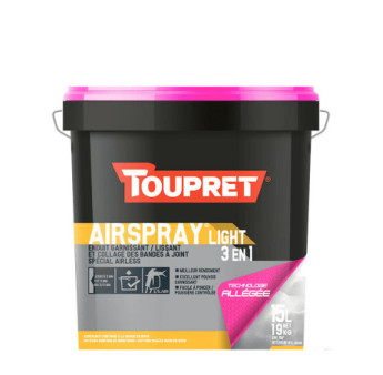 Enduit allégé garnissant,lissant et de collage TOUPRET Airspraylight 3en1 15L