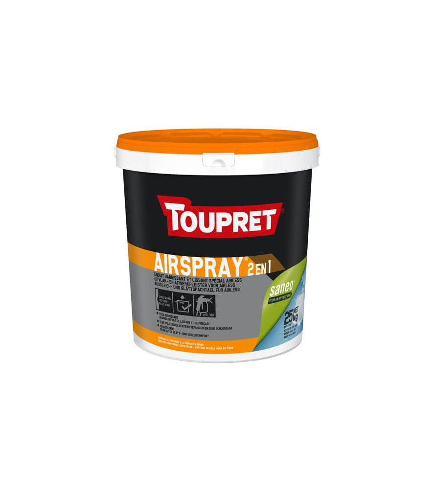 Enduit garnissant TOUPRET Bâtiment Airspray 2-en-1 25kg