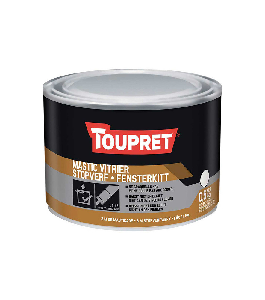 Mastic vitrier TOUPRET Bâtiment blanc 500g